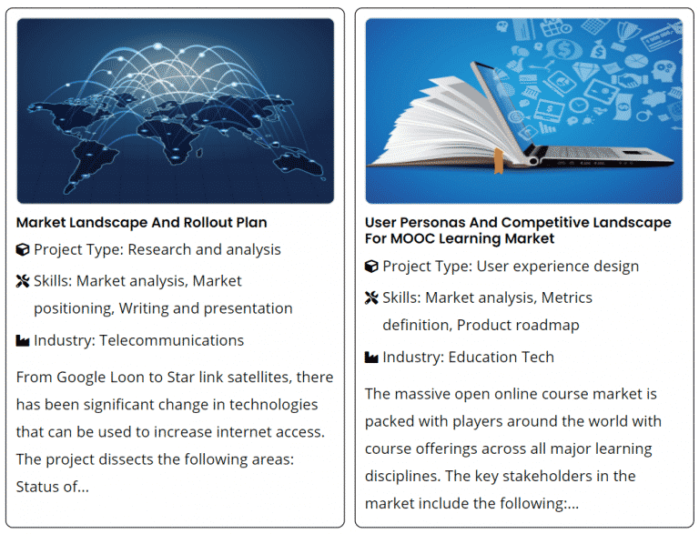 example of projects that professionals can share